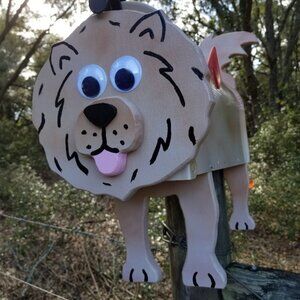 NEW Chow Mailbox Wooden Dog Postal Mail Box